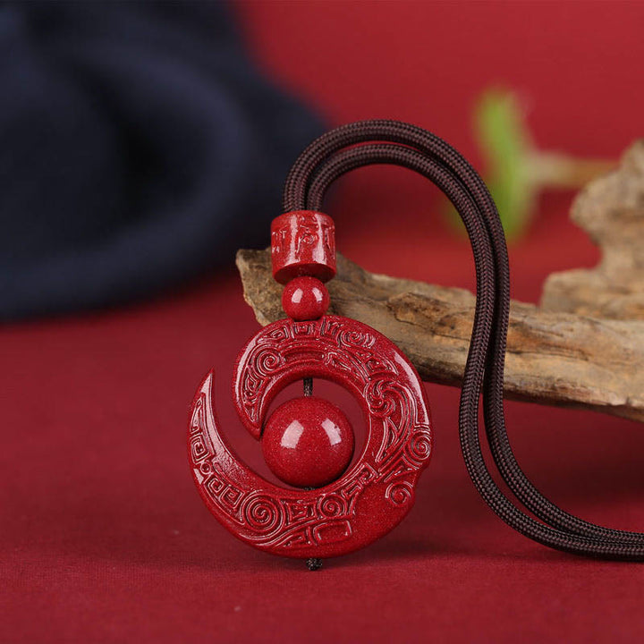 Buddha Stones La fortuna di una persona migliora il design del modello Ciondolo della collana di concentrazione naturale di cinabro