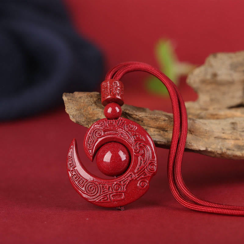 Buddha Stones La fortuna di una persona migliora il design del modello Ciondolo della collana di concentrazione naturale di cinabro