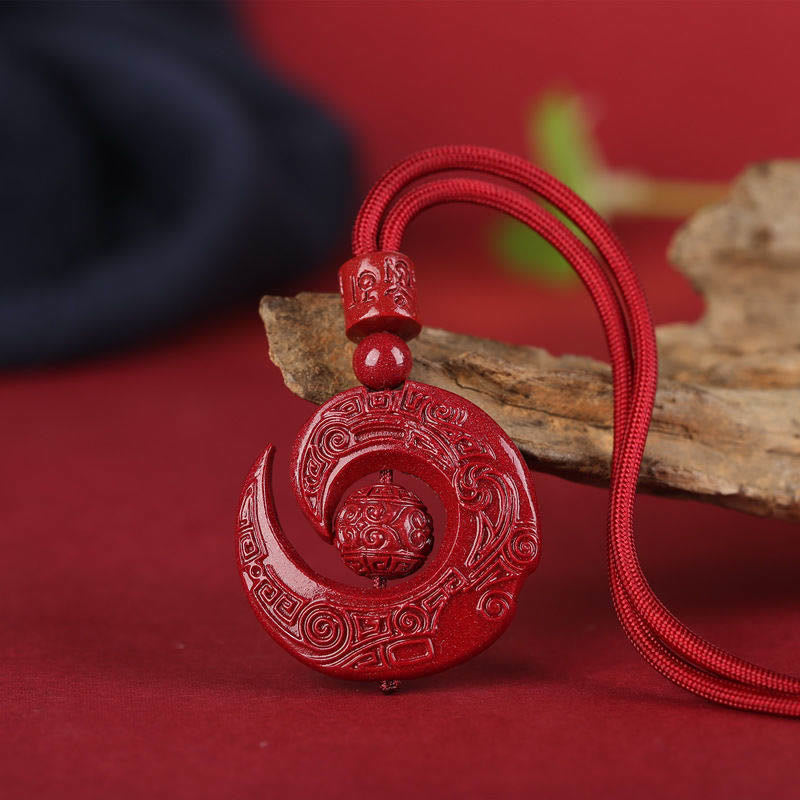 Buddha Stones La fortuna di una persona migliora il design del modello Ciondolo della collana di concentrazione naturale di cinabro