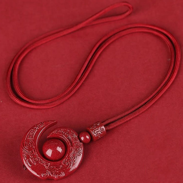 Buddha Stones La fortuna di una persona migliora il design del modello Ciondolo della collana di concentrazione naturale di cinabro