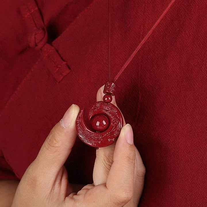 Buddha Stones La fortuna di una persona migliora il design del modello Ciondolo della collana di concentrazione naturale di cinabro