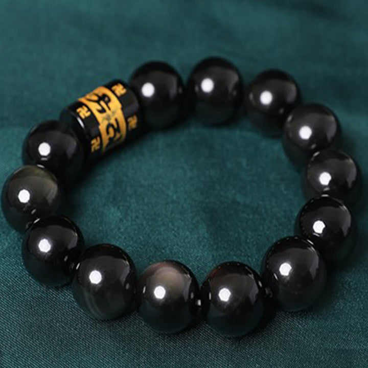 Braccialetto positivo con svastica in ossidiana arcobaleno Buddha Stones Om Mani Padme Hum