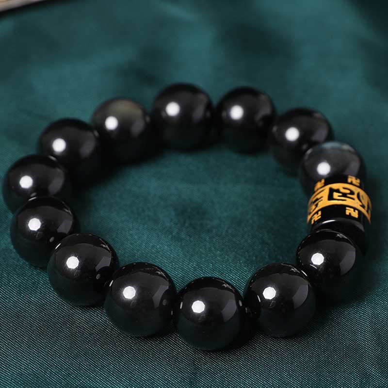 Braccialetto positivo con svastica in ossidiana arcobaleno Buddha Stones Om Mani Padme Hum