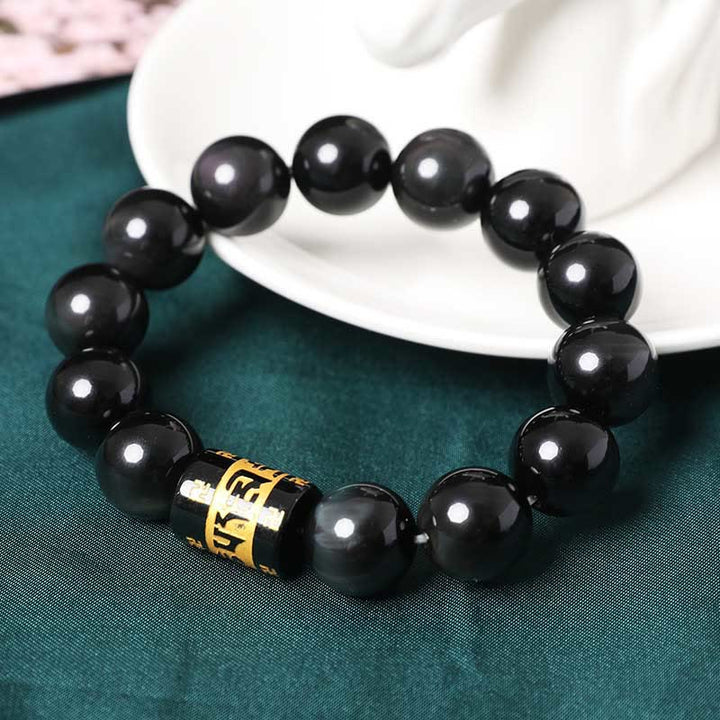 Braccialetto positivo con svastica in ossidiana arcobaleno Buddha Stones Om Mani Padme Hum