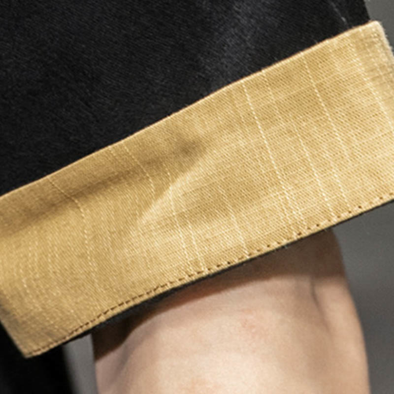 Buddha Stones Rana-Bottone Drago Cinese Nuvola di Buon Auspicio Ricamo Mezza Manica Camicia Cotone Lino Abbigliamento Uomo - image 8