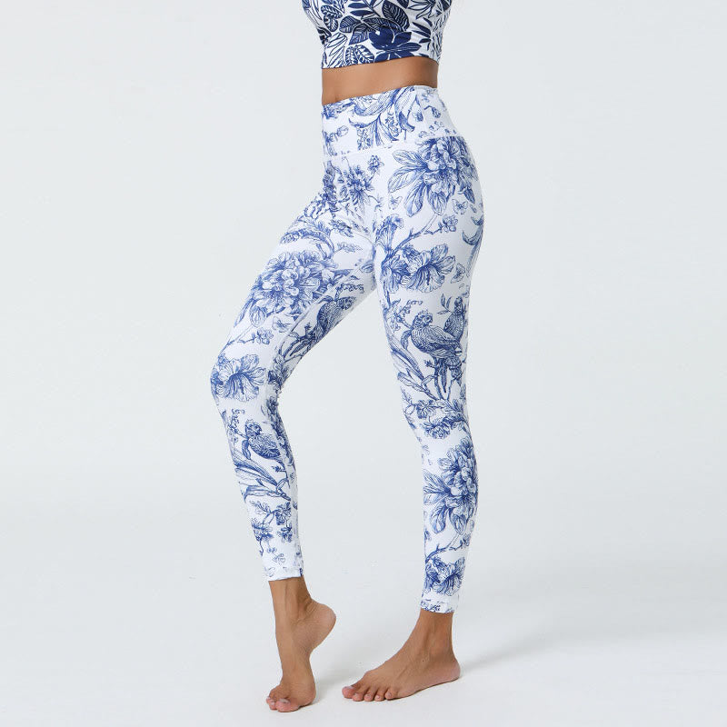 Buddha Stones Fiori Foglie Dente di leone Ananas Stampa Sport Fitness Vita alta Leggings Pantaloni da yoga da donna