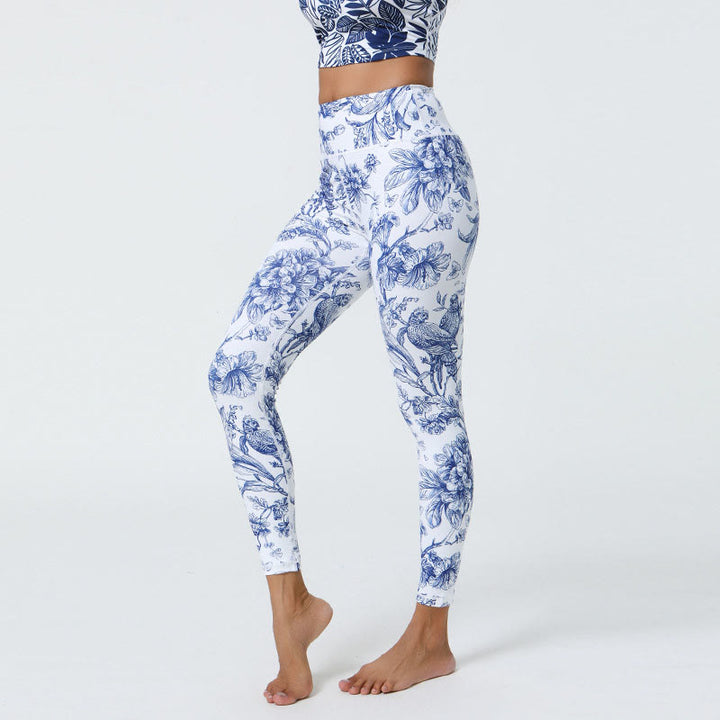 Buddha Stones Fiori Foglie Dente di leone Ananas Stampa Sport Fitness Vita alta Leggings Pantaloni da yoga da donna