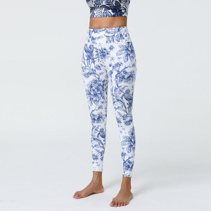 Buddha Stones Fiori Foglie Dente di leone Ananas Stampa Sport Fitness Vita alta Leggings Pantaloni da yoga da donna