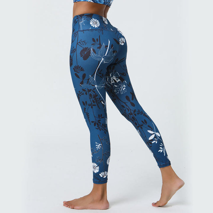 Buddha Stones Fiori Foglie Dente di leone Ananas Stampa Sport Fitness Vita alta Leggings Pantaloni da yoga da donna