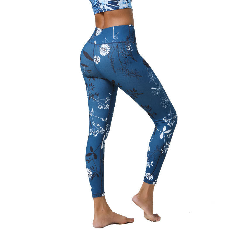 Buddha Stones Fiori Foglie Dente di leone Ananas Stampa Sport Fitness Vita alta Leggings Pantaloni da yoga da donna - image 17