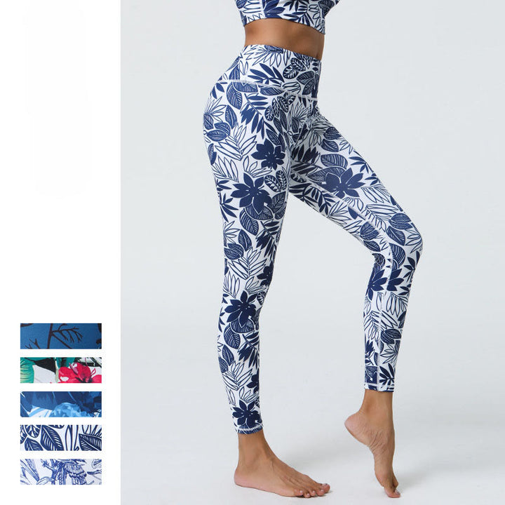 Buddha Stones Fiori Foglie Dente di leone Ananas Stampa Sport Fitness Vita alta Leggings Pantaloni da yoga da donna
