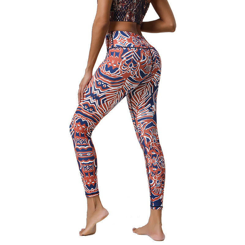 Buddha Stones Fiori Piume Sole Luna Stampa Sport Fitness Yoga Vita Alta Leggings Pantaloni Donna - image 30