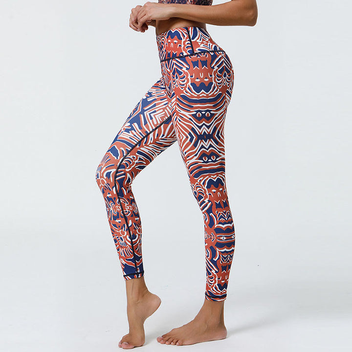 Buddha Stones Fiori Piume Sole Luna Stampa Sport Fitness Yoga Vita Alta Leggings Pantaloni Donna