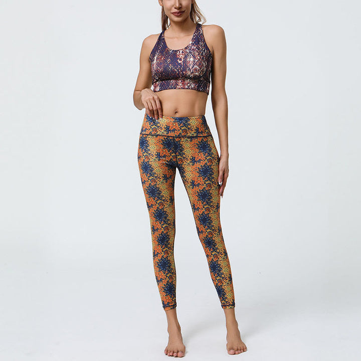 Buddha Stones Fiori Geometrico Mandala Stampa Sport Fitness Yoga Vita Alta Leggings Pantaloni Donna