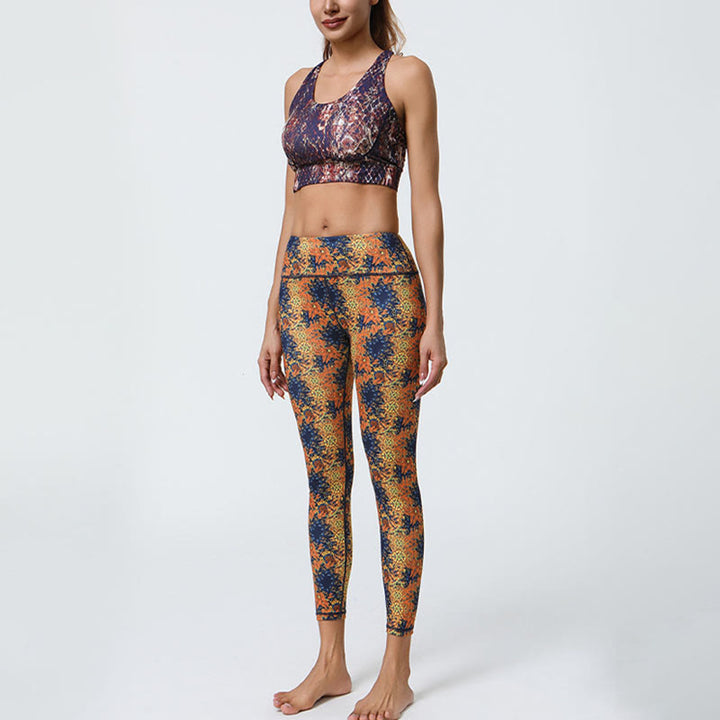 Buddha Stones Fiori Geometrico Mandala Stampa Sport Fitness Yoga Vita Alta Leggings Pantaloni Donna - image 5