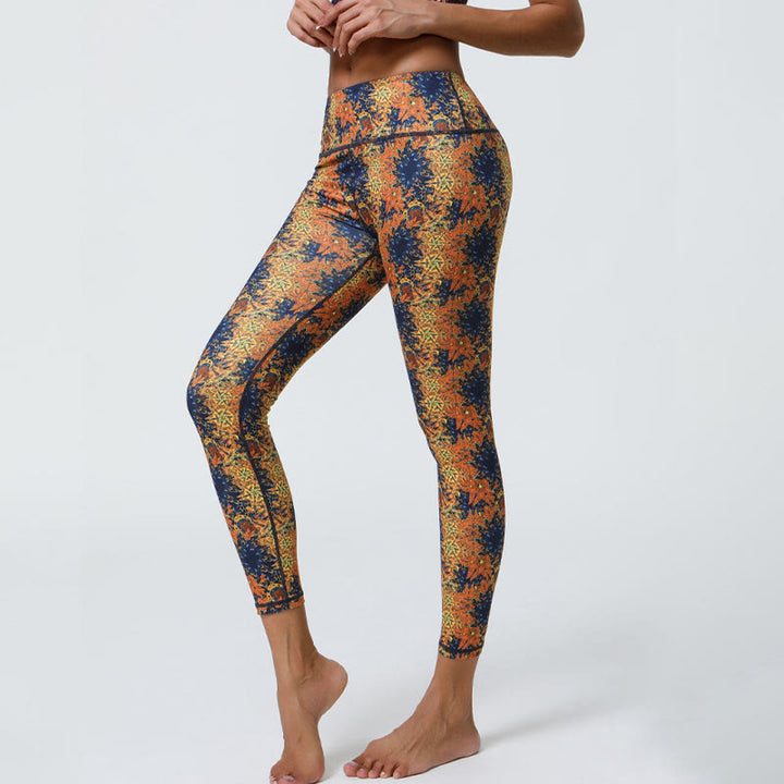 Buddha Stones Fiori Geometrico Mandala Stampa Sport Fitness Yoga Vita Alta Leggings Pantaloni Donna