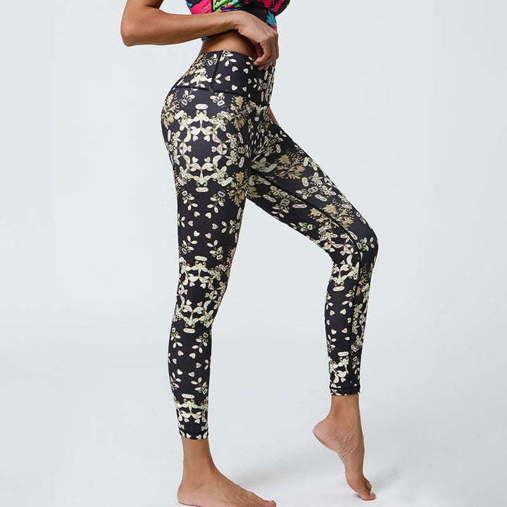 Buddha Stones Fiori Geometrico Mandala Stampa Sport Fitness Yoga Vita Alta Leggings Pantaloni Donna