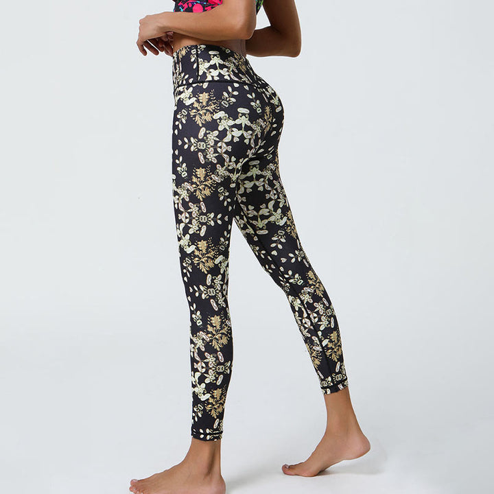 Buddha Stones Fiori Geometrico Mandala Stampa Sport Fitness Yoga Vita Alta Leggings Pantaloni Donna