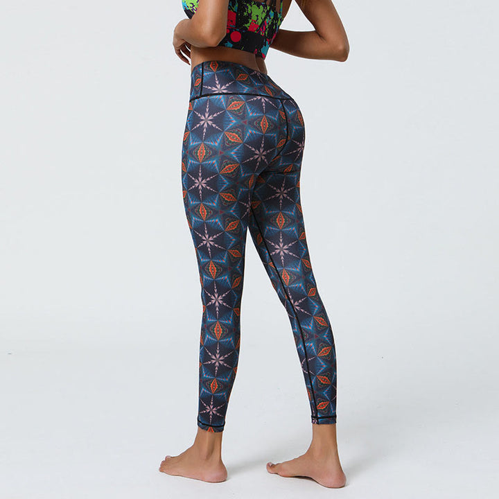 Buddha Stones Fiori Geometrico Mandala Stampa Sport Fitness Yoga Vita Alta Leggings Pantaloni Donna