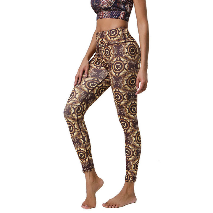 Buddha Stones Fiori Geometrico Mandala Stampa Sport Fitness Yoga Vita Alta Leggings Pantaloni Donna