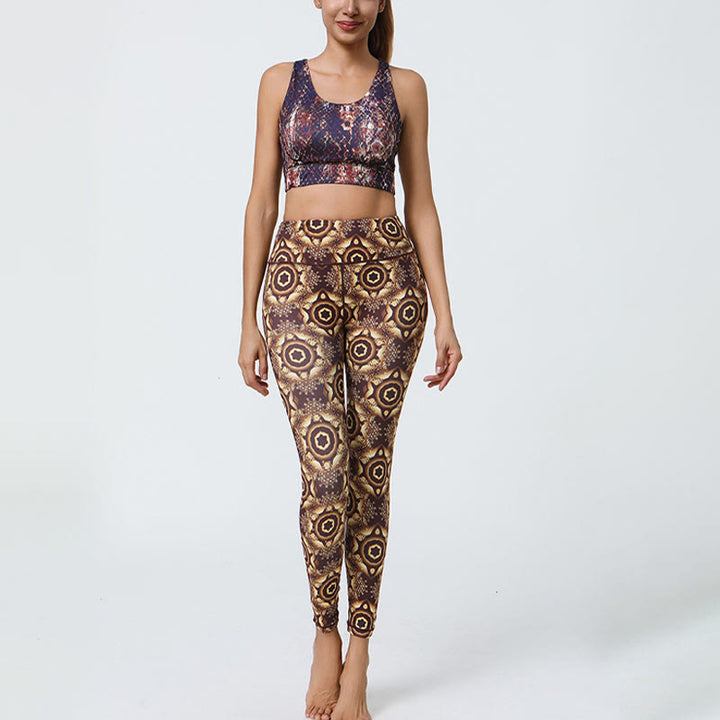 Buddha Stones Fiori Geometrico Mandala Stampa Sport Fitness Yoga Vita Alta Leggings Pantaloni Donna