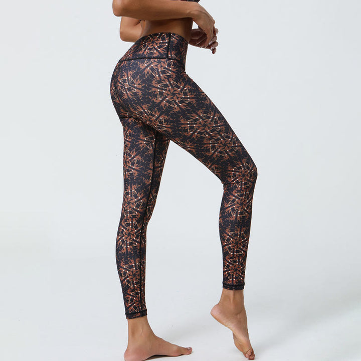 Buddha Stones Fiori Geometrico Mandala Stampa Sport Fitness Yoga Vita Alta Leggings Pantaloni Donna