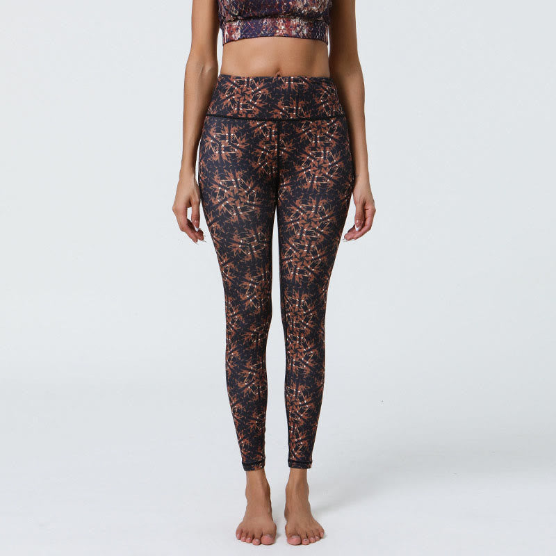 Buddha Stones Fiori Geometrico Mandala Stampa Sport Fitness Yoga Vita Alta Leggings Pantaloni Donna