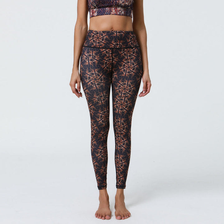 Buddha Stones Fiori Geometrico Mandala Stampa Sport Fitness Yoga Vita Alta Leggings Pantaloni Donna