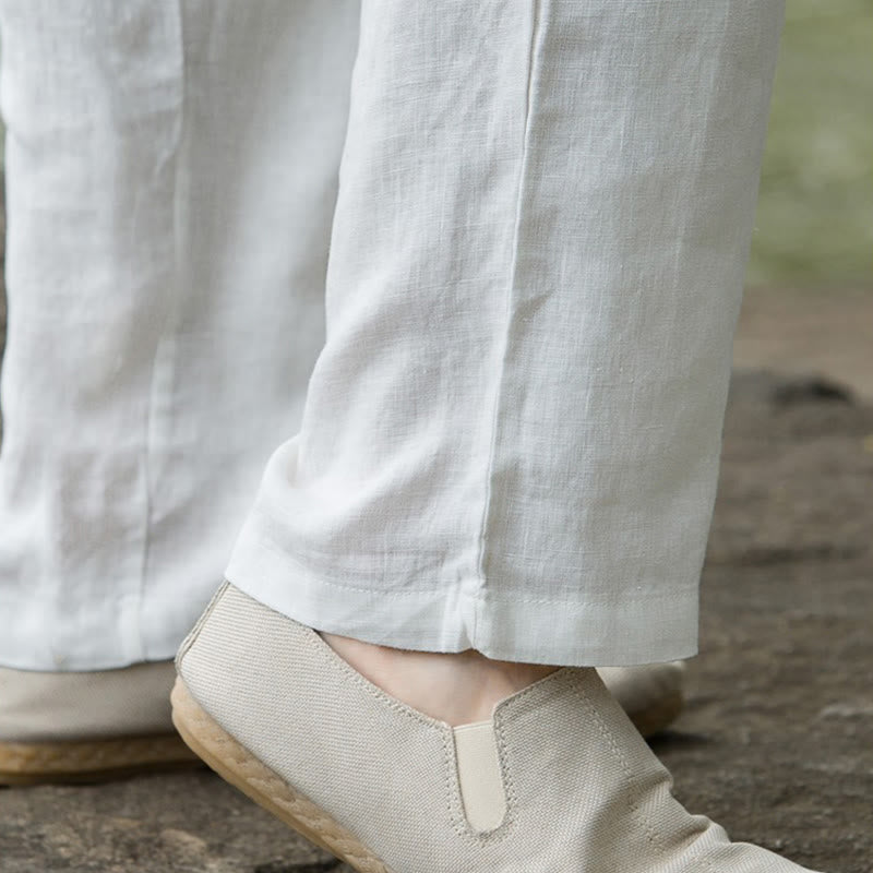 Pantaloni larghi da uomo in cotone tinta unita Buddha Stones con tasche - image 18