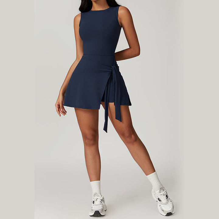 Abito sportivo da donna con lacci, stile tennis yoga, tinta unita , Buddha Stones