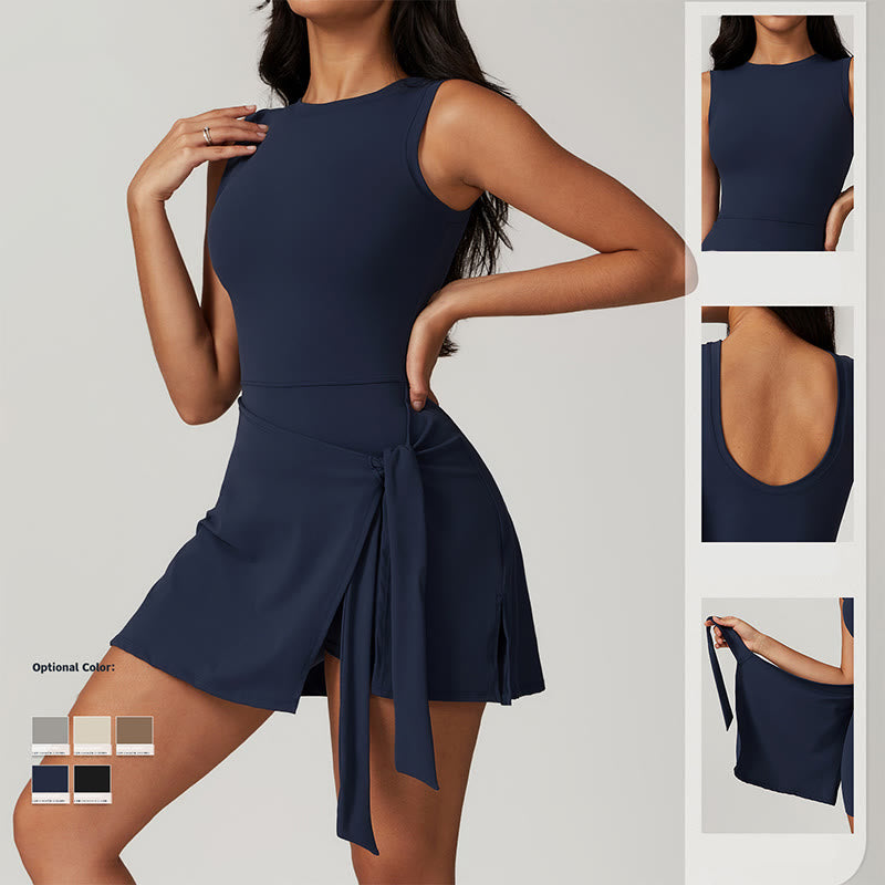 Abito sportivo da donna con lacci, stile tennis yoga, tinta unita , Buddha Stones