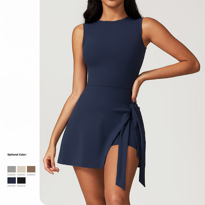 Abito sportivo da donna con lacci, stile tennis yoga, tinta unita , Buddha Stones