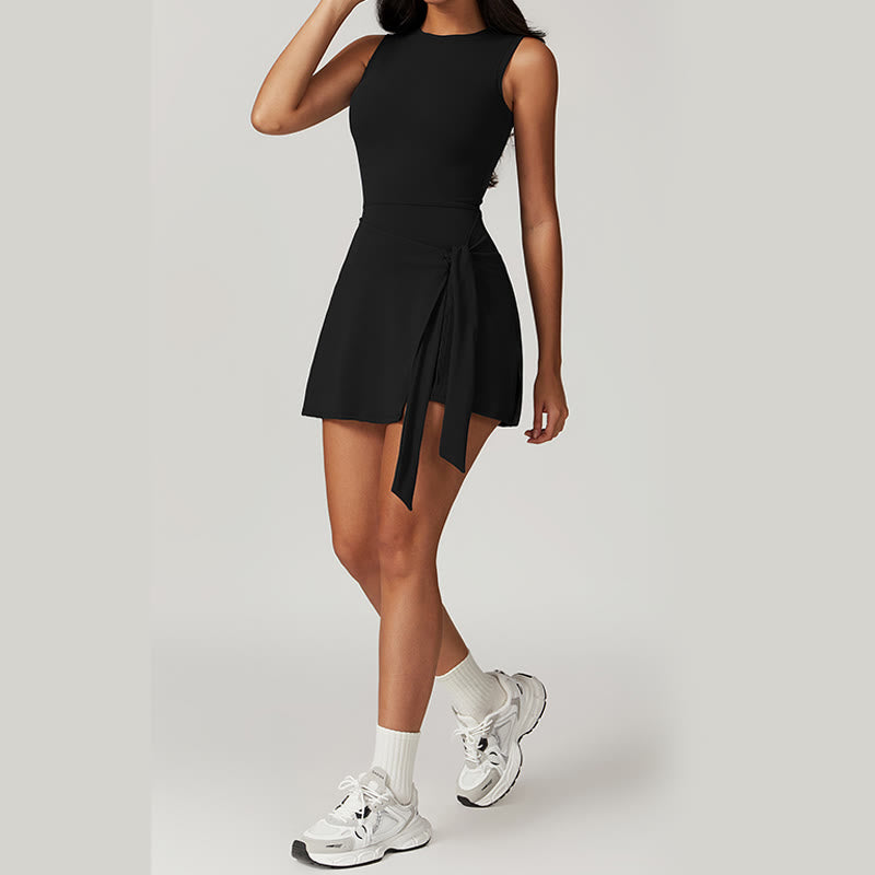 Abito sportivo da donna con lacci, stile tennis yoga, tinta unita , Buddha Stones