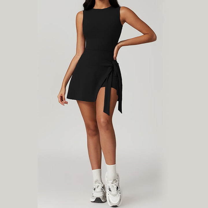 Abito sportivo da donna con lacci, stile tennis yoga, tinta unita , Buddha Stones