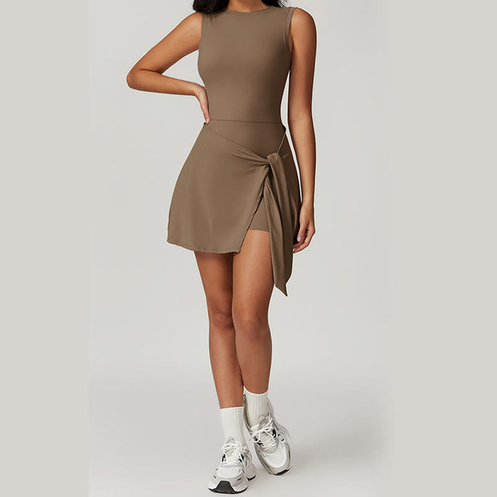 Abito sportivo da donna con lacci, stile tennis yoga, tinta unita , Buddha Stones