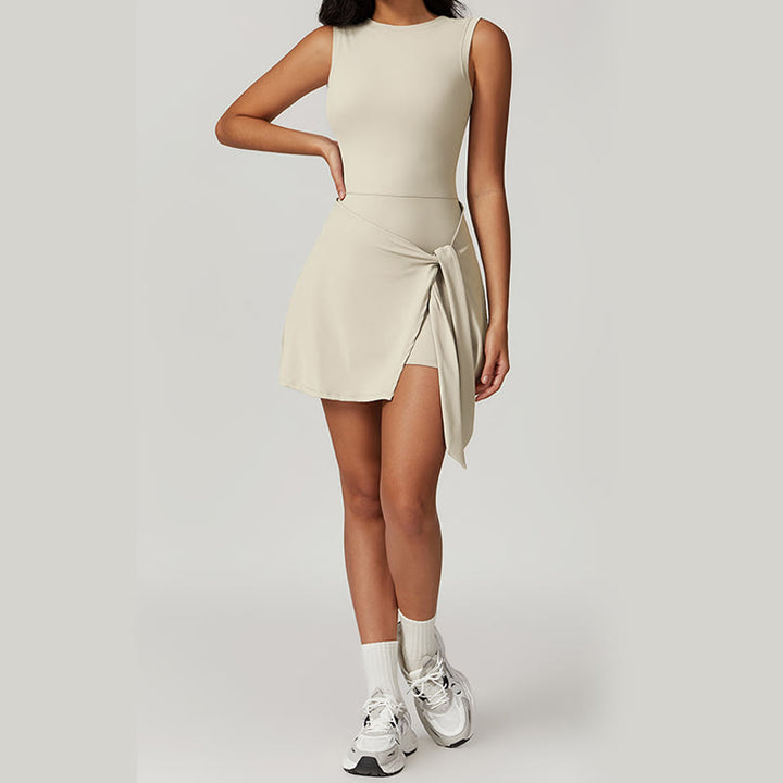 Abito sportivo da donna con lacci, stile tennis yoga, tinta unita , Buddha Stones