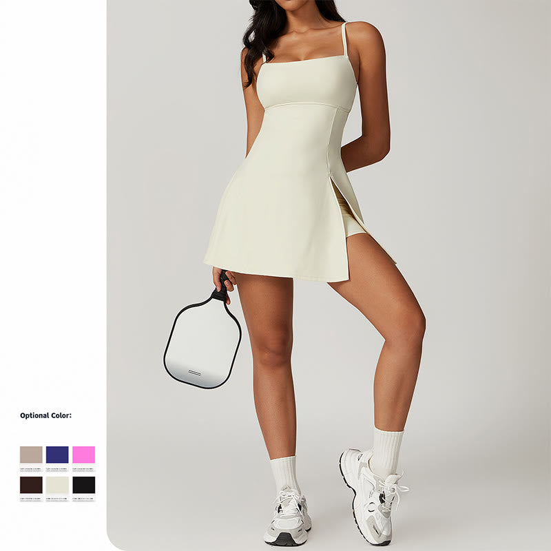 Buddha Stones Solid Backless Tennis Yoga Donna Sport Vestito - image 8