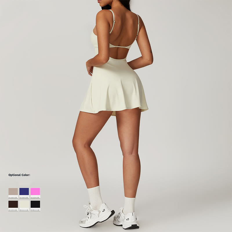 Buddha Stones Solid Backless Tennis Yoga Donna Sport Vestito - image 7