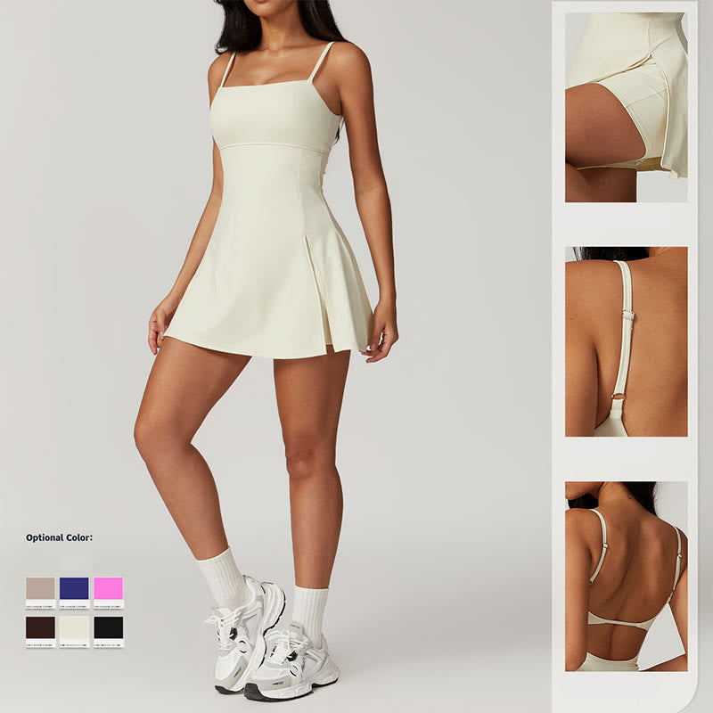 Buddha Stones Solid Backless Tennis Yoga Donna Sport Vestito - image 4