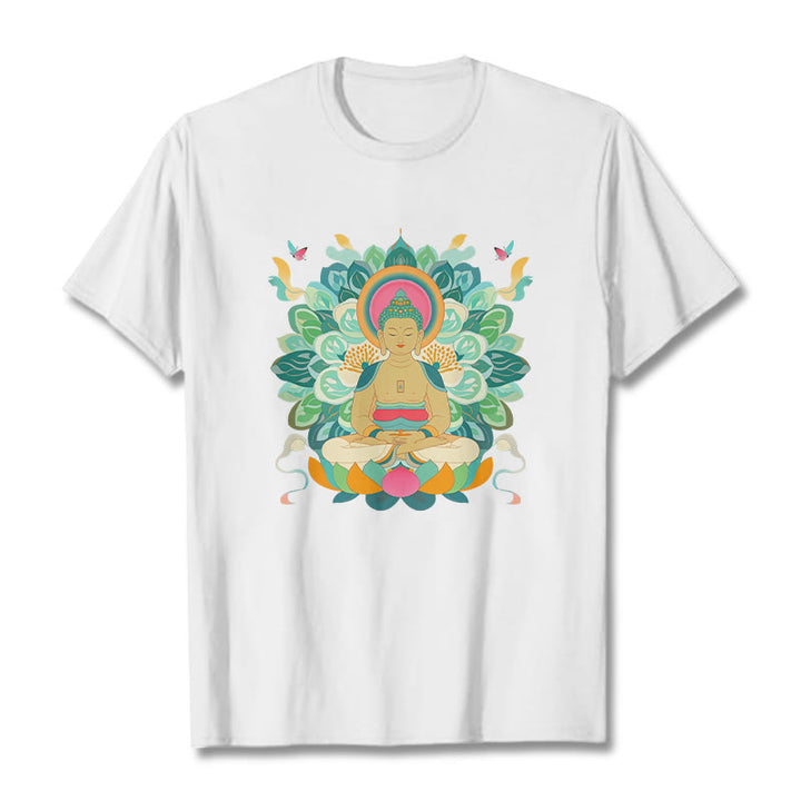 Maglietta ispirata al Buddha Stones e farfalla di loto - Bianco - 2XL - image 0