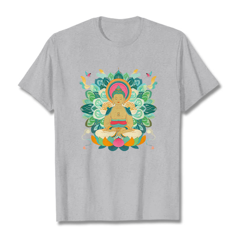 Maglietta ispirata al Buddha Stones e farfalla di loto - Grigio chiaro - 2XL - image 19