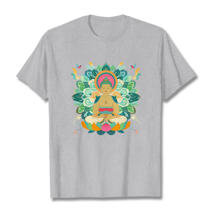 Maglietta ispirata al Buddha Stones e farfalla di loto - Grigio chiaro - 2XL - image 19