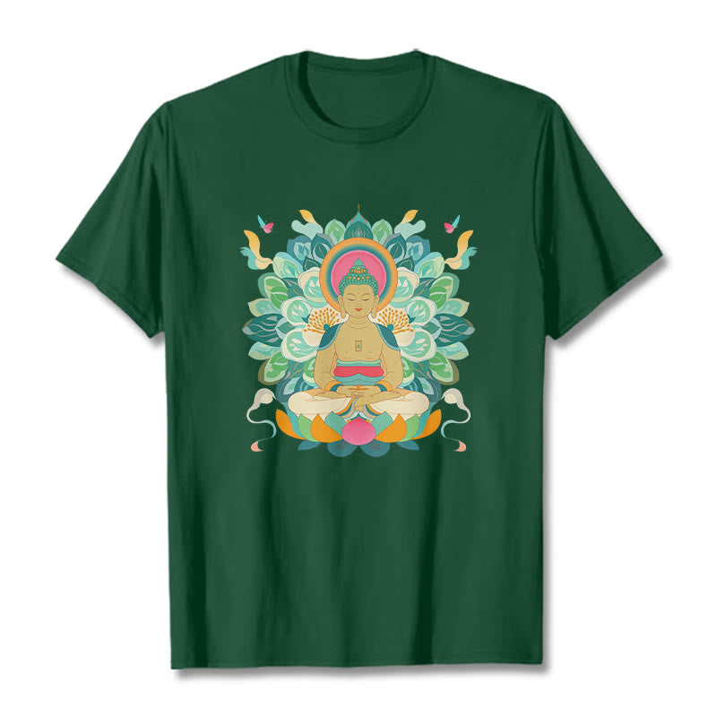 Maglietta ispirata al Buddha Stones e farfalla di loto - Verde studentesco - 2XL - image 9