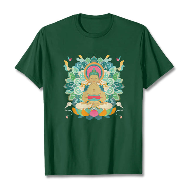 Maglietta ispirata al Buddha Stones e farfalla di loto - Verde foresta - 2XL - image 10