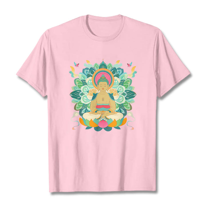 Maglietta ispirata al Buddha Stones e farfalla di loto - Rosa chiaro - 2XL - image 12