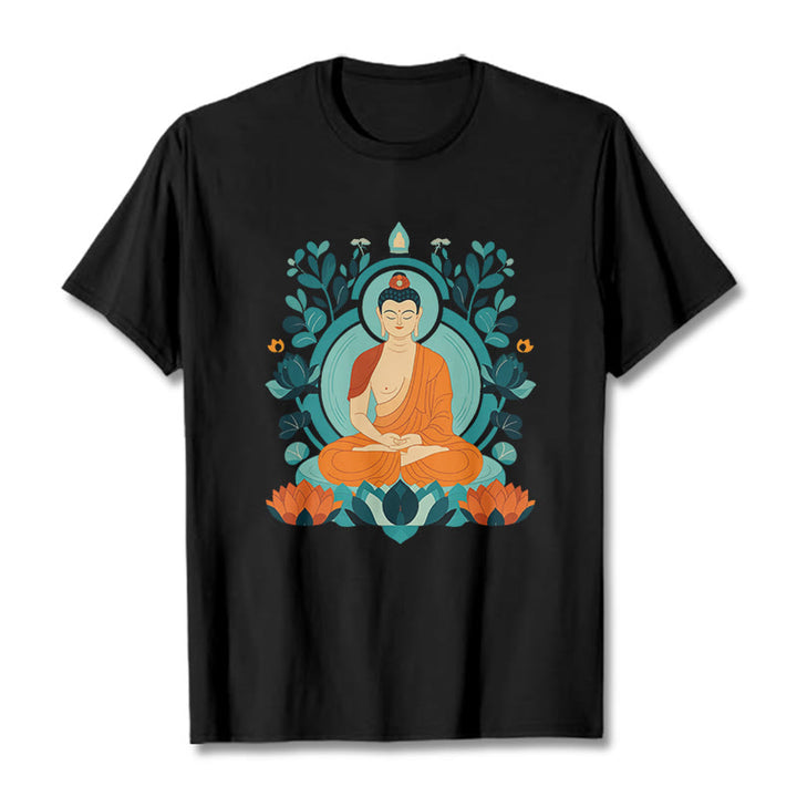 Maglietta Buddha Stones Lotus Buddha Meditazione Tee - Nero - 2XL - image 5