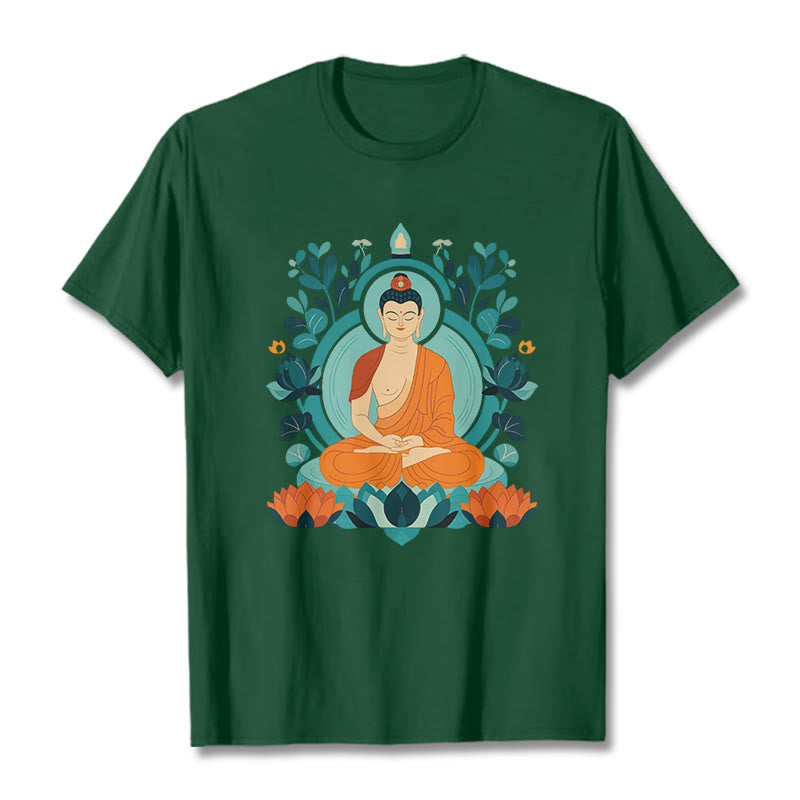 Maglietta Buddha Stones Lotus Buddha Meditazione Tee - Verde foresta - 2XL - image 8