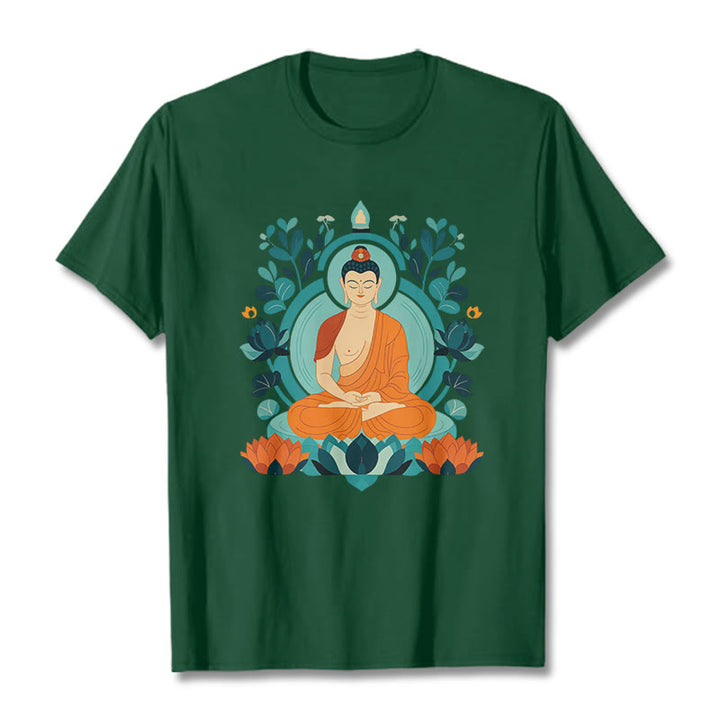 Maglietta Buddha Stones Lotus Buddha Meditazione Tee - Verde foresta - 2XL - image 8