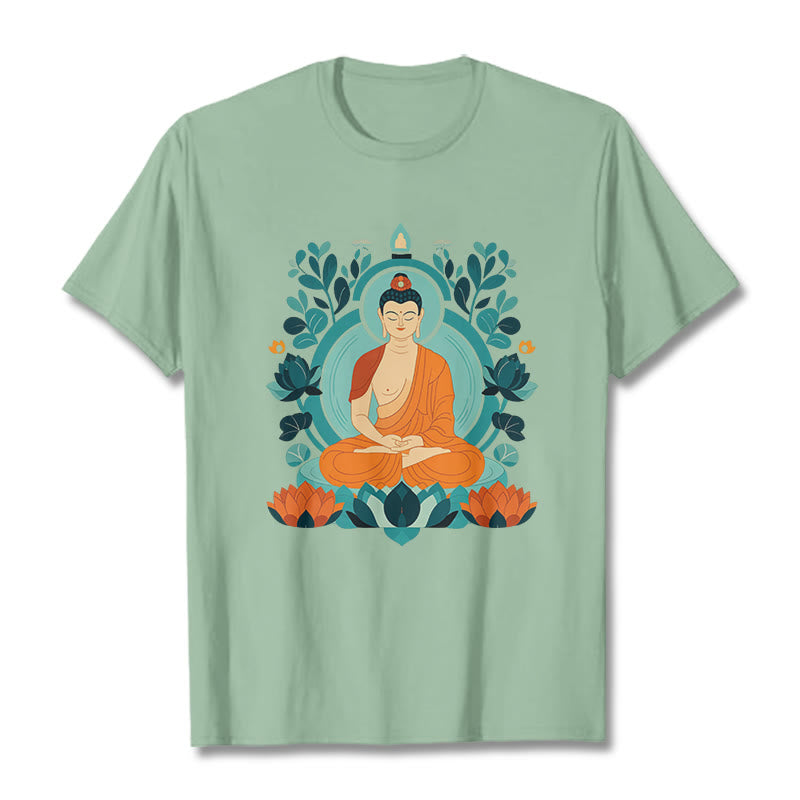 Maglietta Buddha Stones Lotus Buddha Meditazione Tee - Verde pallido - 2XL - image 1