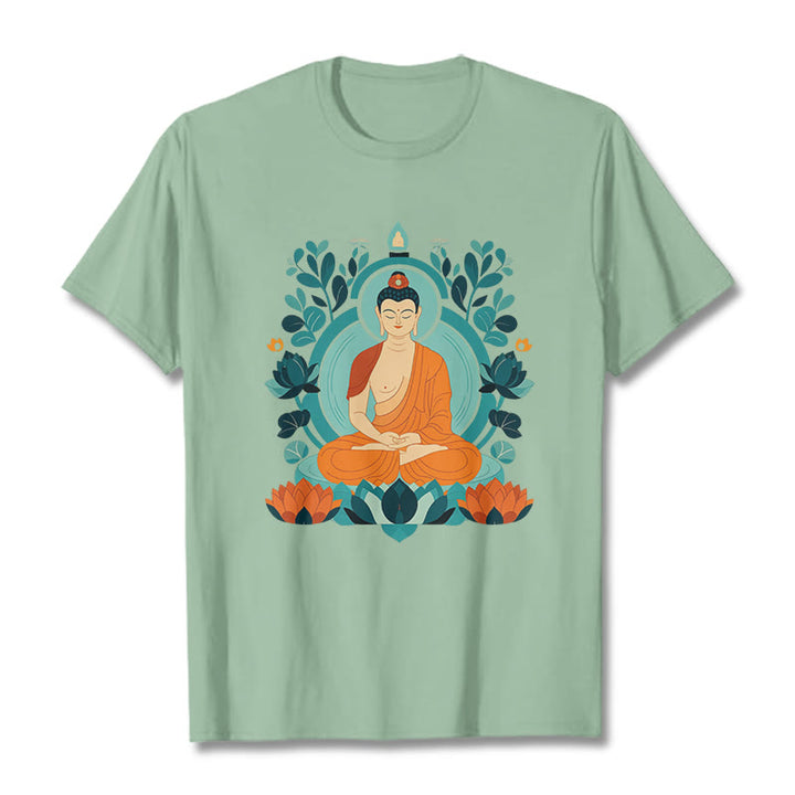 Maglietta Buddha Stones Lotus Buddha Meditazione Tee - Verde pallido - 2XL - image 1